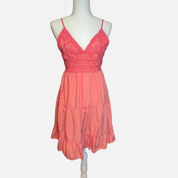 Boho Beach Hut Dresses & Skirts - Boho Beach Hut - Coral Mini Summer dress with tie back - size S. NWT